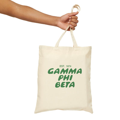 Gamma Phi Beta Bubble Text Trendy Tote Bag | GPhi College Sorority Beach Bag | Big Little Gift