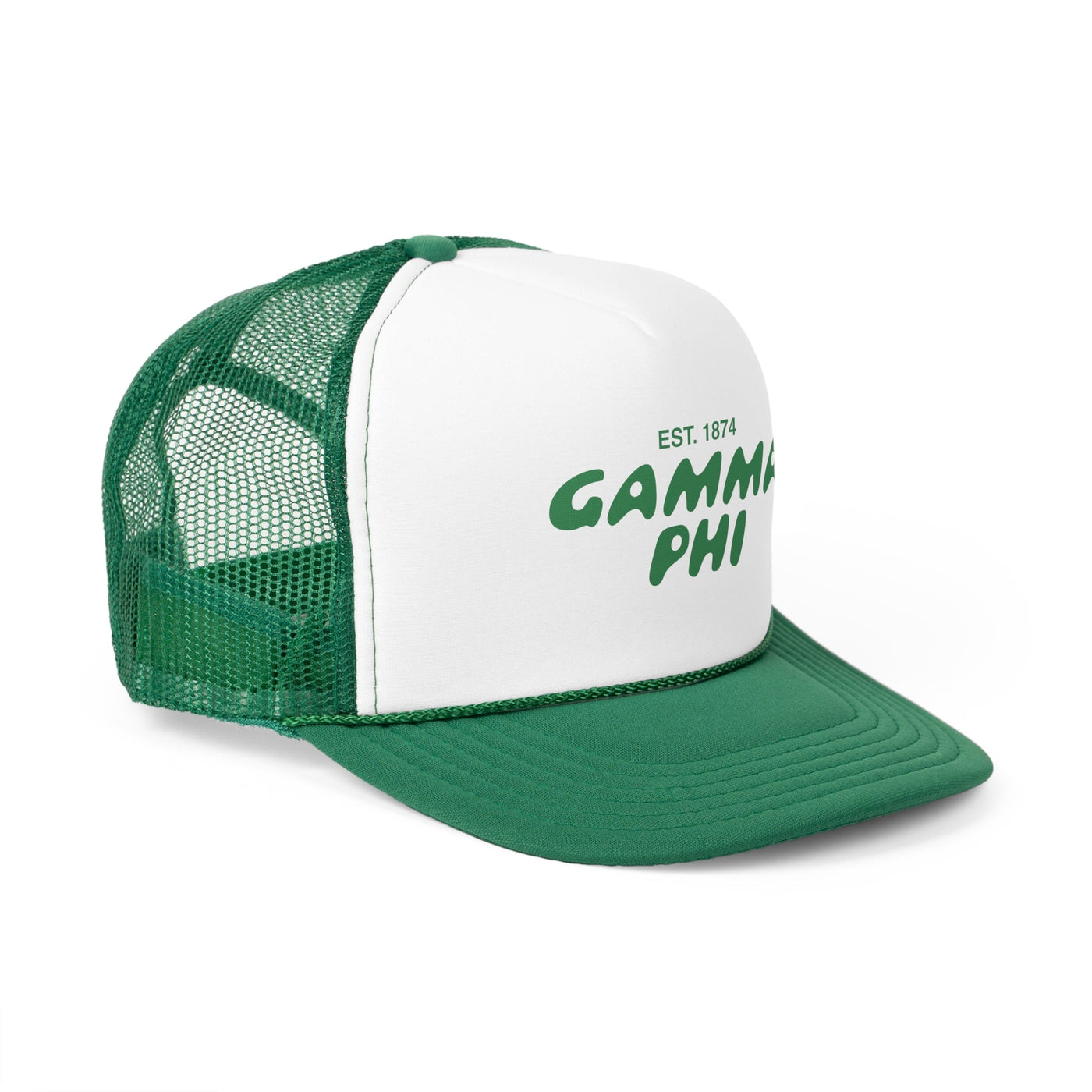 Gamma Phi Beta Bubble Text Trendy Trucker Hat | GPhi Bid Day Recruitment Gift | Big Little Gift