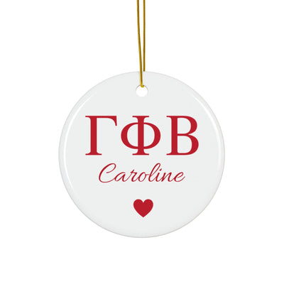 Gamma Phi Beta Customizable Trendy Red Letter Ornament Gift | GPhi Holiday Christmas Gift | Sorority Ornament | Your Name