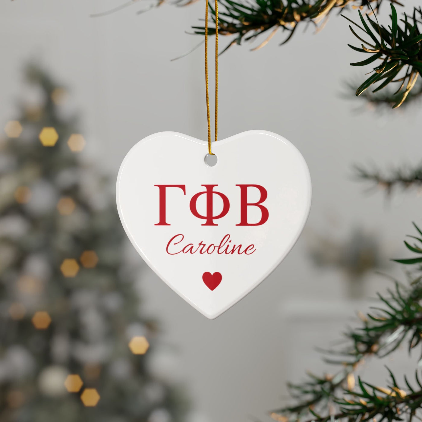 Gamma Phi Beta Customizable Trendy Red Letter Ornament Gift | GPhi Holiday Christmas Gift | Sorority Ornament | Your Name