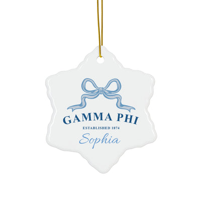 Gamma Phi Beta Customizable Trendy Ribbon Ornament Gift | GPhi Holiday Christmas Gift | Sorority Ornament | Your Name