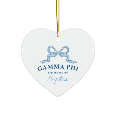 Gamma Phi Beta Customizable Trendy Ribbon Ornament Gift | GPhi Holiday Christmas Gift | Sorority Ornament | Your Name