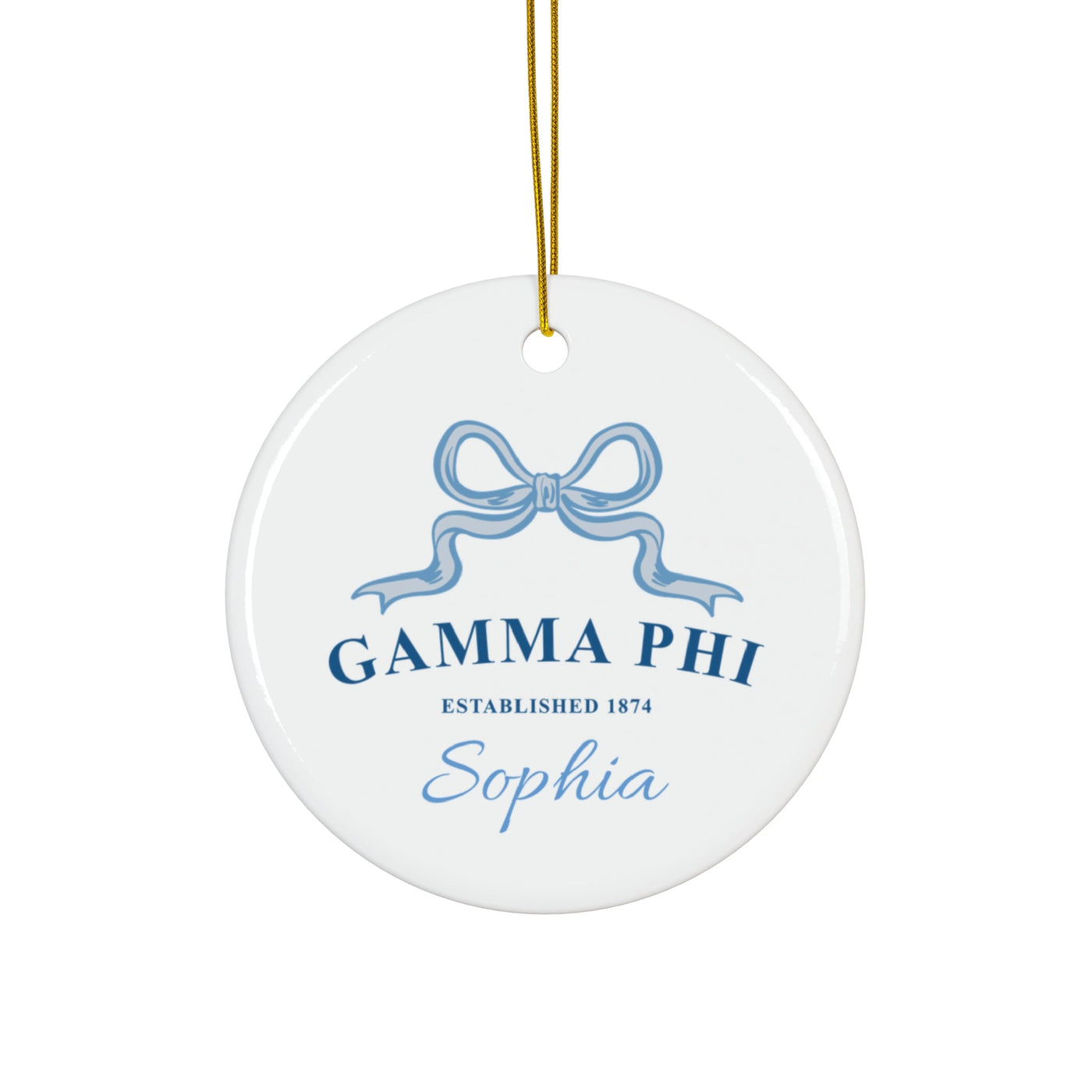 Gamma Phi Beta Customizable Trendy Ribbon Ornament Gift | GPhi Holiday Christmas Gift | Sorority Ornament | Your Name