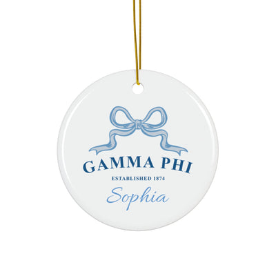 Gamma Phi Beta Customizable Trendy Ribbon Ornament Gift | GPhi Holiday Christmas Gift | Sorority Ornament | Your Name