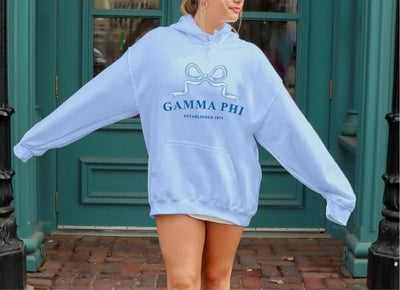 Gamma Phi Beta Ribbon Sorority Hoodie | GPhi Trendy Sweatshirt Big Little Recruitment Gift