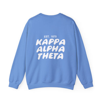 Kappa Alpha Theta Bubble Font Sorority Crewneck Sweatshirt | Theta Trendy Sweatshirt | Big Little Gift | Recruitment Gift