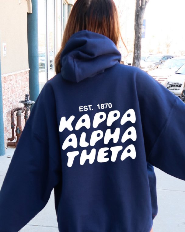 Kappa Alpha Theta Bubble Font Sorority Hoodie | Theta Trendy Sweatshirt | Big Little Gift | Recruitment Gift