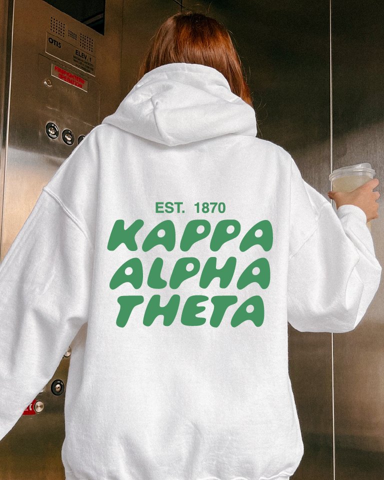 Kappa Alpha Theta Bubble Font Sorority Hoodie | Theta Trendy Sweatshirt | Big Little Gift | Recruitment Gift