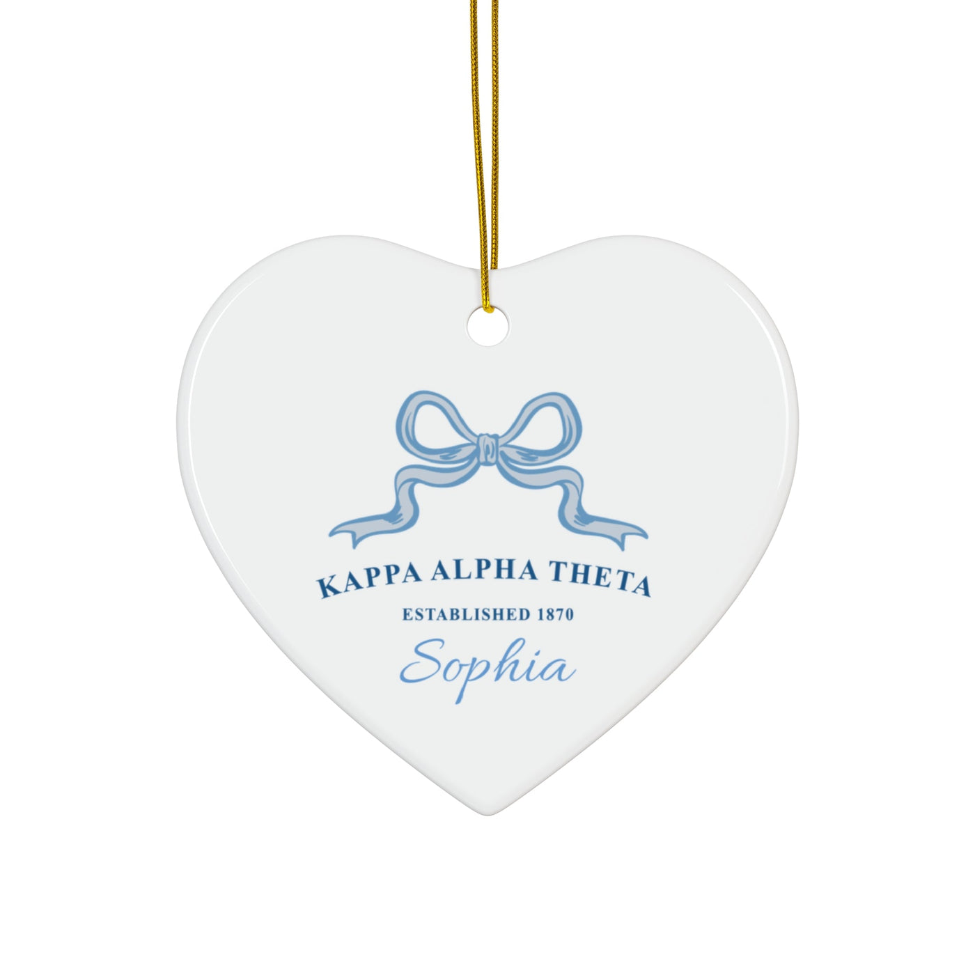 Kappa Alpha Theta Customizable Trendy Ribbon Ornament Gift | Theta Holiday Christmas Gift | Sorority Ornament | Your Name