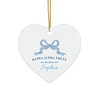 Kappa Alpha Theta Customizable Trendy Ribbon Ornament Gift | Theta Holiday Christmas Gift | Sorority Ornament | Your Name