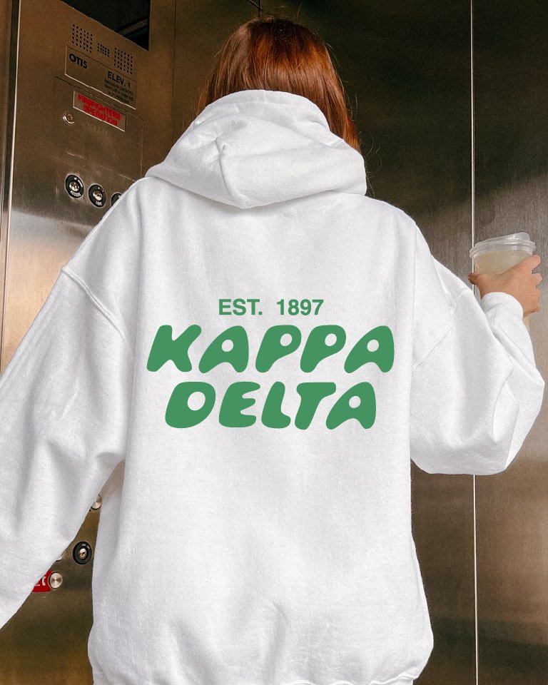 Kappa Delta Bubble Font Sorority Hoodie | Kay Dee Trendy Sweatshirt | Big Little Gift | Recruitment Gift