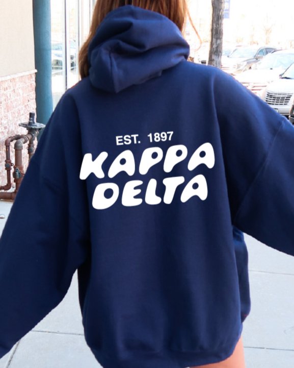 Kappa Delta Bubble Font Sorority Hoodie | Kay Dee Trendy Sweatshirt | Big Little Gift | Recruitment Gift