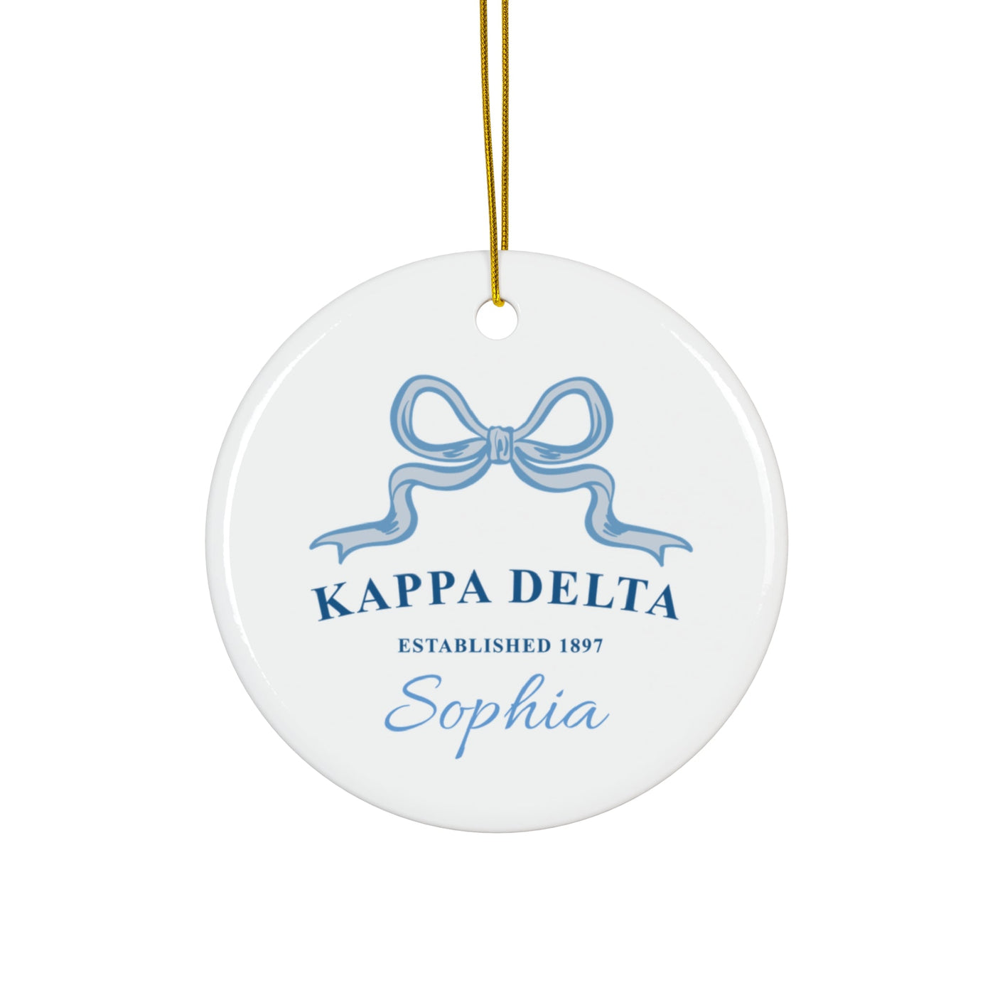 Kappa Delta Customizable Trendy Ribbon Ornament Gift | Kay Dee Holiday Christmas Gift | Sorority Ornament | Your Name