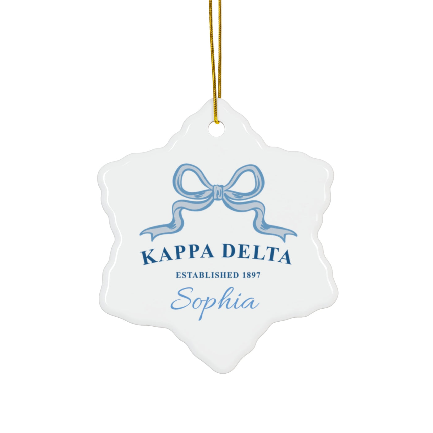 Kappa Delta Customizable Trendy Ribbon Ornament Gift | Kay Dee Holiday Christmas Gift | Sorority Ornament | Your Name