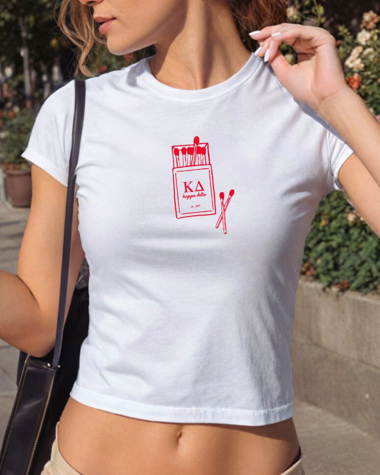 Kappa Delta Matchbook Sorority Crop Top | Kay Dee Sorority Baby Tee | Y2K 2000s Sorority T-Shirt Crop Top | Bid Day Recruitment Gift