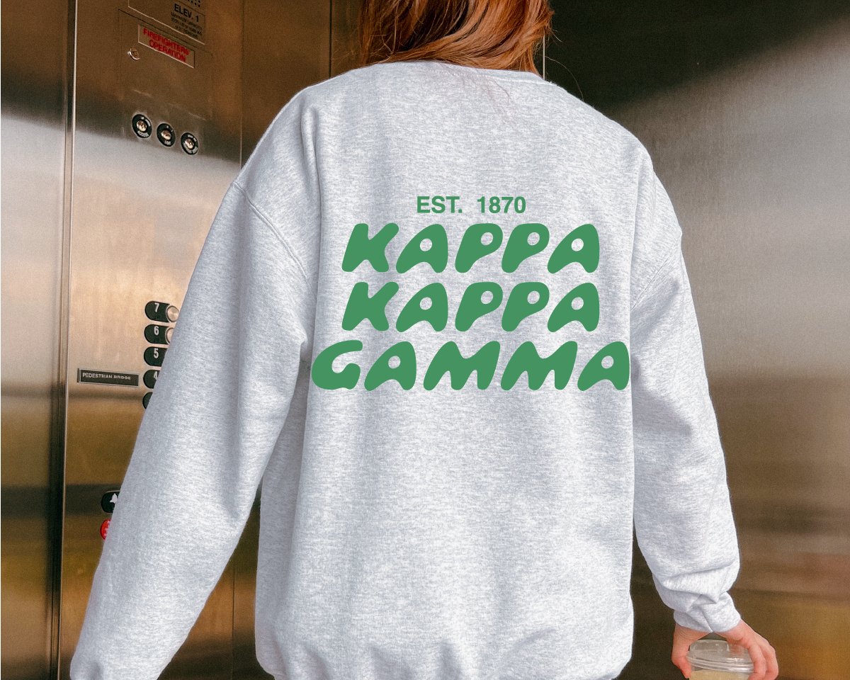 Kappa Kappa Gamma Bubble Font Sorority Crewneck Sweatshirt | KKG Trendy Sweatshirt | Big Little Gift | Recruitment Gift