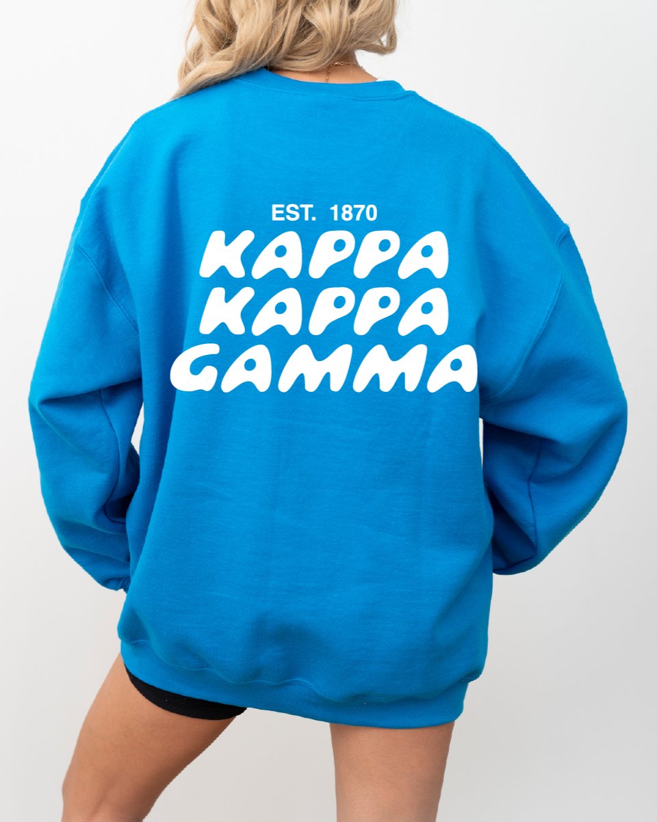 Kappa Kappa Gamma Bubble Font Sorority Crewneck Sweatshirt | KKG Trendy Sweatshirt | Big Little Gift | Recruitment Gift