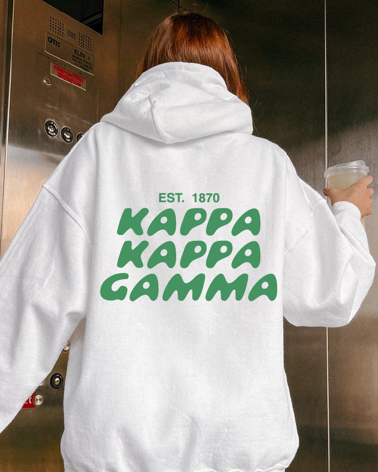 Kappa Kappa Gamma Bubble Font Sorority Hoodie | KKG Trendy Sweatshirt | Big Little Gift | Recruitment Gift