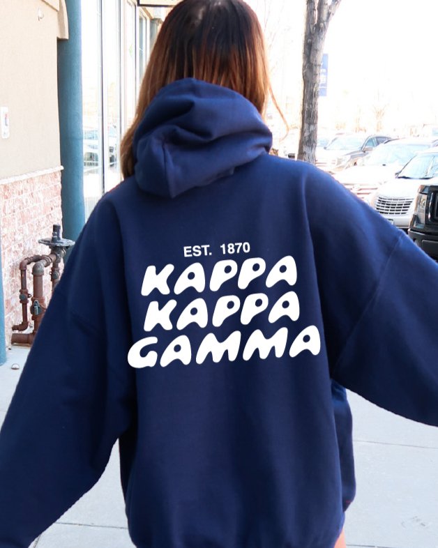 Kappa Kappa Gamma Bubble Font Sorority Hoodie | KKG Trendy Sweatshirt | Big Little Gift | Recruitment Gift