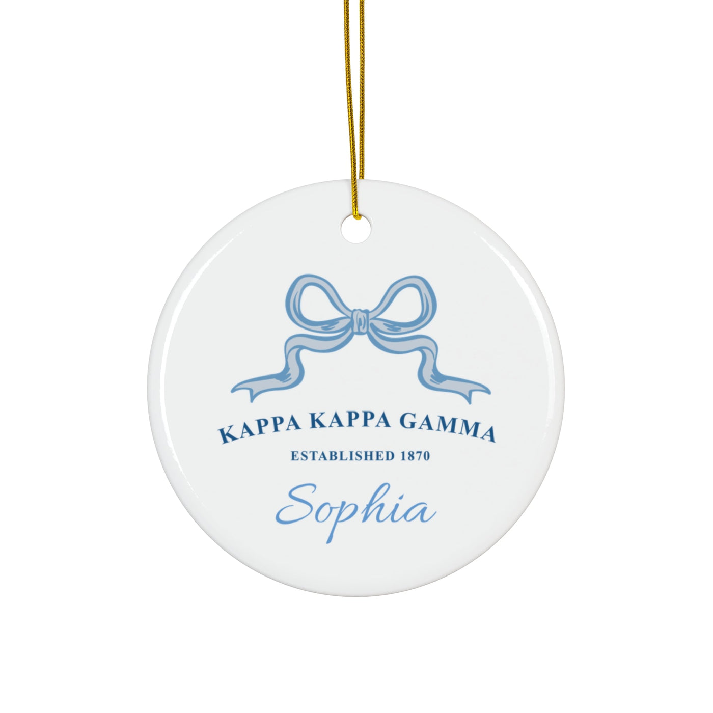 Kappa Kappa Gamma Customizable Trendy Ribbon Ornament Gift | Kappa Holiday Christmas Gift | Sorority Ornament | Your Name