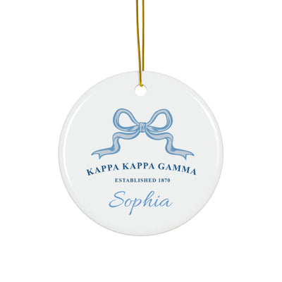 Kappa Kappa Gamma Customizable Trendy Ribbon Ornament Gift | Kappa Holiday Christmas Gift | Sorority Ornament | Your Name