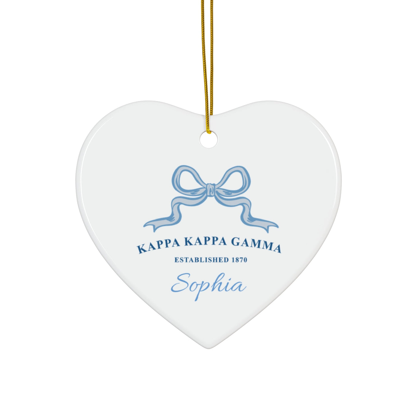 Kappa Kappa Gamma Customizable Trendy Ribbon Ornament Gift | Kappa Holiday Christmas Gift | Sorority Ornament | Your Name