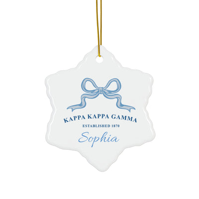 Kappa Kappa Gamma Customizable Trendy Ribbon Ornament Gift | Kappa Holiday Christmas Gift | Sorority Ornament | Your Name