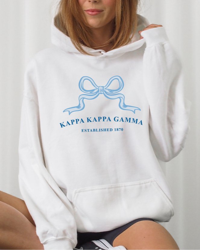 Kappa Kappa Gamma Ribbon Sorority Hoodie | KKG Trendy Sweatshirt Big Little Recruitment Gift