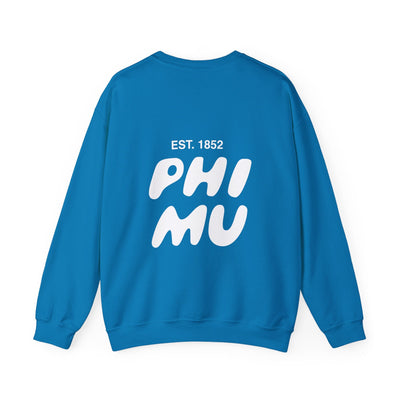 Phi Mu Bubble Font Sorority Crewneck Sweatshirt | Phi Mu Trendy Sweatshirt | Big Little Gift | Recruitment Gift