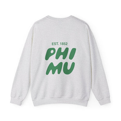 Phi Mu Bubble Font Sorority Crewneck Sweatshirt | Phi Mu Trendy Sweatshirt | Big Little Gift | Recruitment Gift