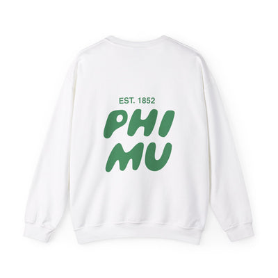 Phi Mu Bubble Font Sorority Crewneck Sweatshirt | Phi Mu Trendy Sweatshirt | Big Little Gift | Recruitment Gift