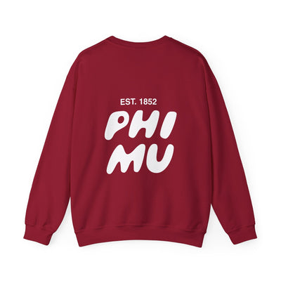 Phi Mu Bubble Font Sorority Crewneck Sweatshirt | Phi Mu Trendy Sweatshirt | Big Little Gift | Recruitment Gift