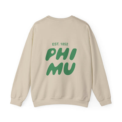 Phi Mu Bubble Font Sorority Crewneck Sweatshirt | Phi Mu Trendy Sweatshirt | Big Little Gift | Recruitment Gift