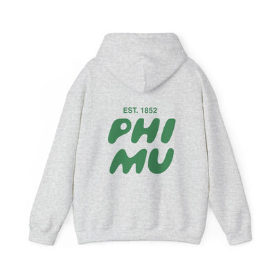 Phi Mu Bubble Font Sorority Hoodie | Phi mu Trendy Sweatshirt | Big Little Gift | Recruitment Gift