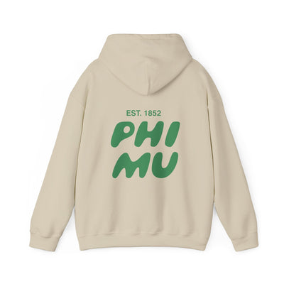 Phi Mu Bubble Font Sorority Hoodie | Phi mu Trendy Sweatshirt | Big Little Gift | Recruitment Gift