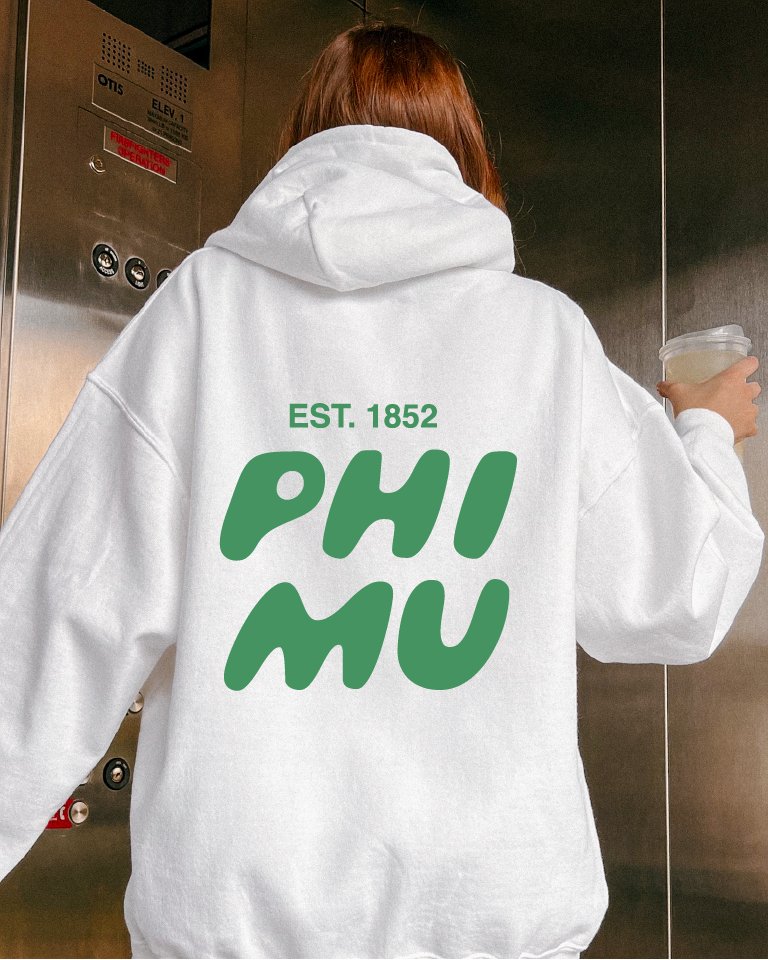 Phi Mu Bubble Font Sorority Hoodie | Phi mu Trendy Sweatshirt | Big Little Gift | Recruitment Gift