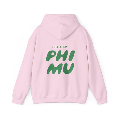 Phi Mu Bubble Font Sorority Hoodie | Phi mu Trendy Sweatshirt | Big Little Gift | Recruitment Gift