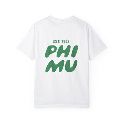 Phi Mu Bubble Letter T-Shirt | Phi Mu Trendy College Greek Custom Oversized Shirt | Big Little Sorority T Shirt Gift