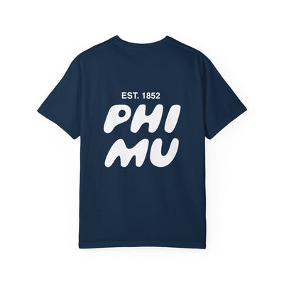 Phi Mu Bubble Letter T-Shirt | Phi Mu Trendy College Greek Custom Oversized Shirt | Big Little Sorority T Shirt Gift