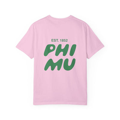 Phi Mu Bubble Letter T-Shirt | Phi Mu Trendy College Greek Custom Oversized Shirt | Big Little Sorority T Shirt Gift