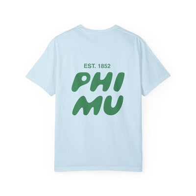 Phi Mu Bubble Letter T-Shirt | Phi Mu Trendy College Greek Custom Oversized Shirt | Big Little Sorority T Shirt Gift