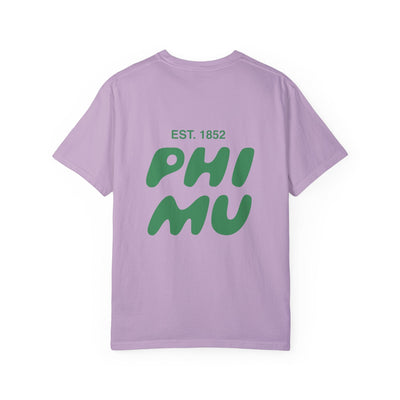 Phi Mu Bubble Letter T-Shirt | Phi Mu Trendy College Greek Custom Oversized Shirt | Big Little Sorority T Shirt Gift