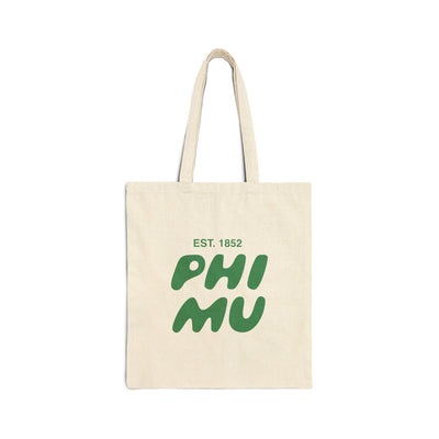 Phi Mu Bubble Text Trendy Tote Bag | Phi Mu College Sorority Beach Bag | Big Little Gift