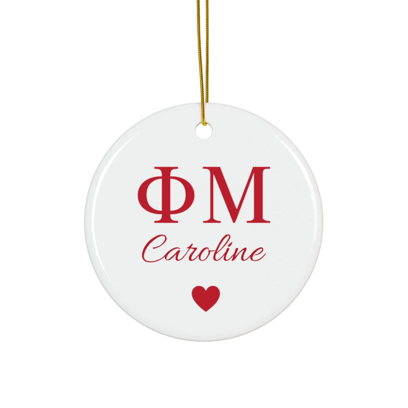 Phi Mu Customizable Trendy Red Letter Ornament Gift | Phi Mu Holiday Christmas Gift | Sorority Ornament | Your Name