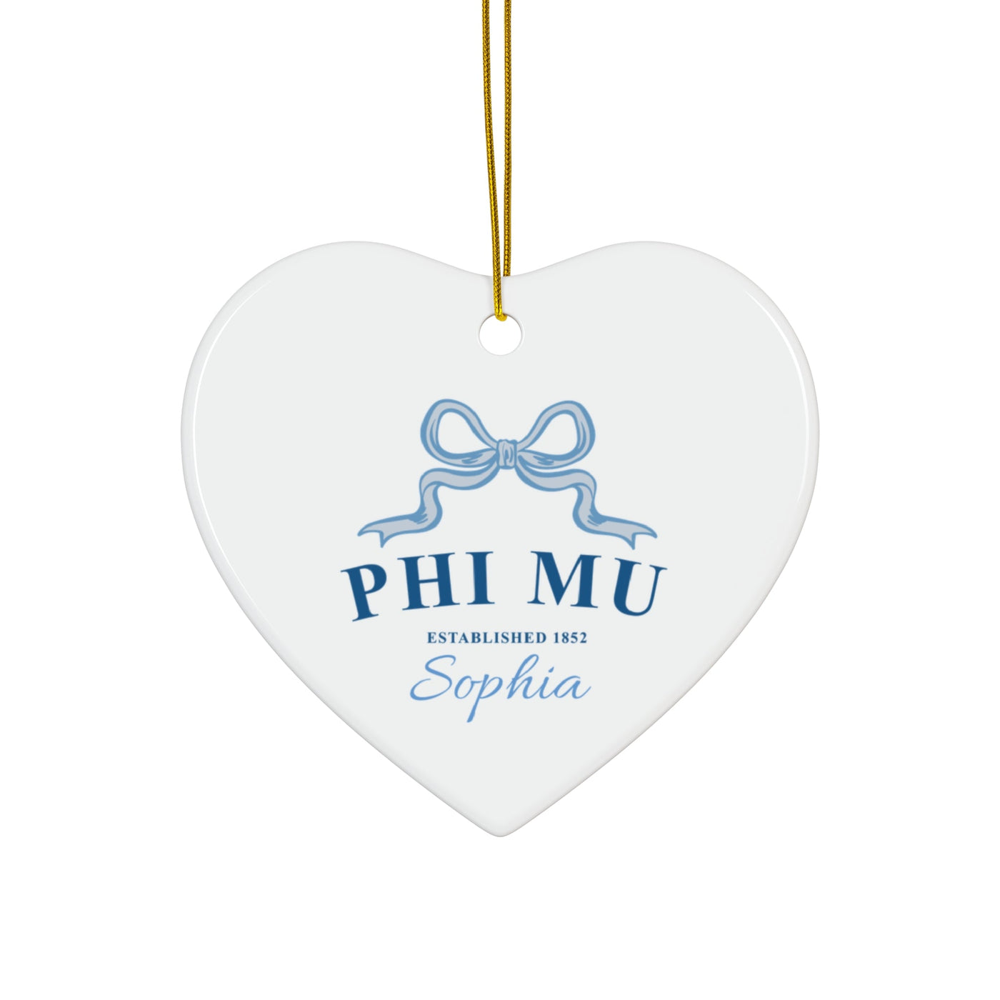 Phi Mu Customizable Trendy Ribbon Ornament Gift | Phi Mu Holiday Christmas Gift | Sorority Ornament | Your Name