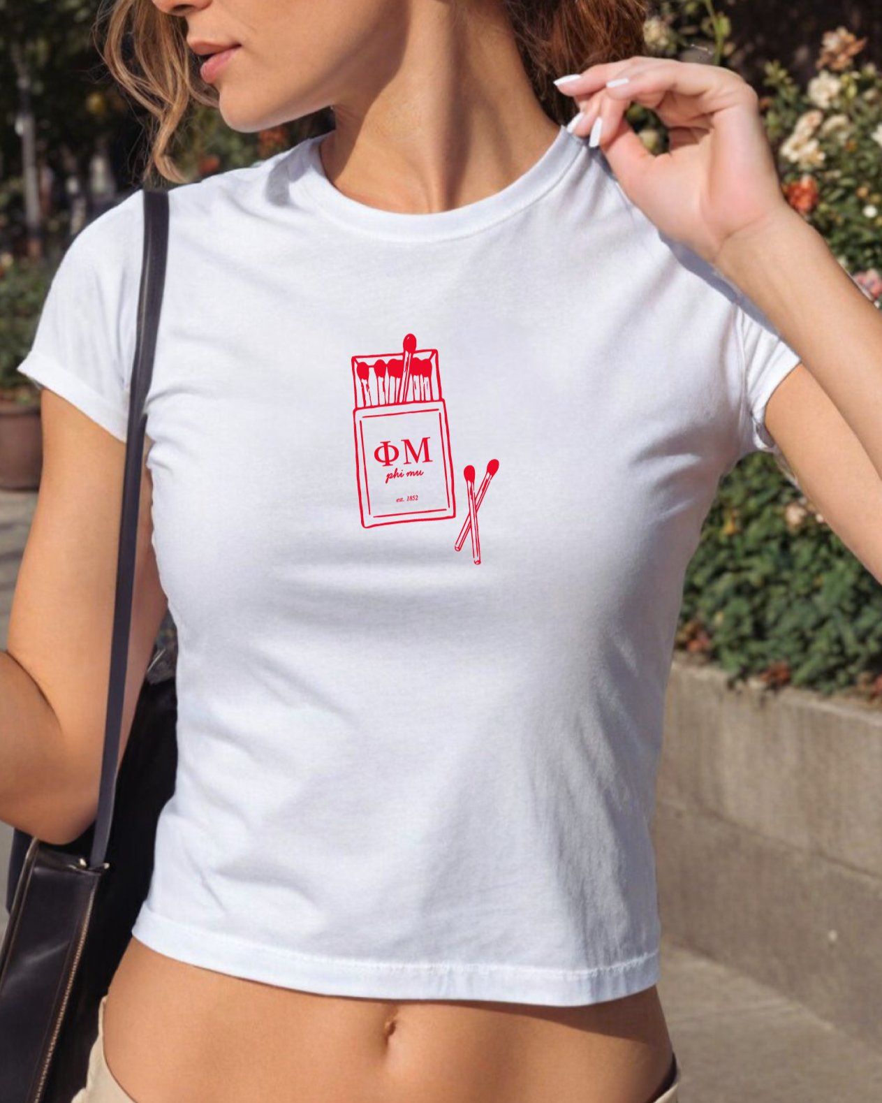 Phi Mu Matchbook Sorority Crop Top | Phi Mu Sorority Baby Tee | Y2K 2000s Sorority T-Shirt Crop Top | Bid Day Recruitment Gift