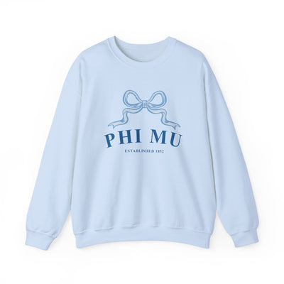 Phi Mu Ribbon Sorority Crewneck | Phi Mu Trendy Sweatshirt Big Little Recruitment Gift