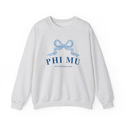 Phi Mu Ribbon Sorority Crewneck | Phi Mu Trendy Sweatshirt Big Little Recruitment Gift