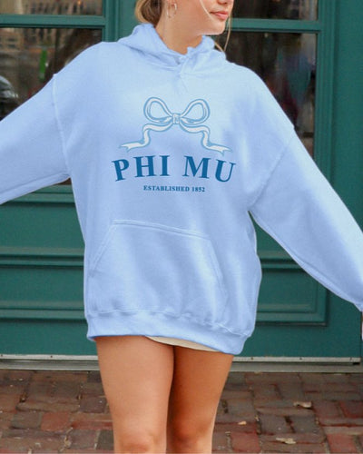 Phi Mu Ribbon Sorority Hoodie | Phi Mu Trendy Sweatshirt Big Little Recruitment Gift