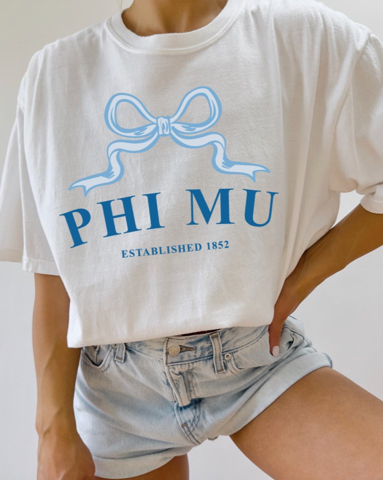 Phi Mu Ribbon Sorority T-Shirt | Phi Mu Trendy Shirt Big Little Recruitment Gift